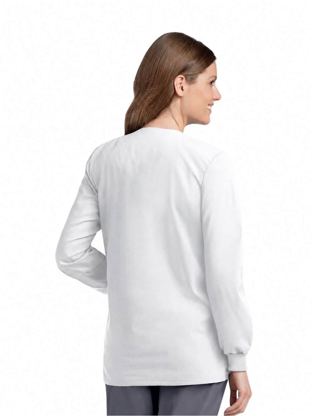 Landau Essentials White 4 Pocket Warm Up Scrub Jacket XL NWT - Picture 3 of 16
